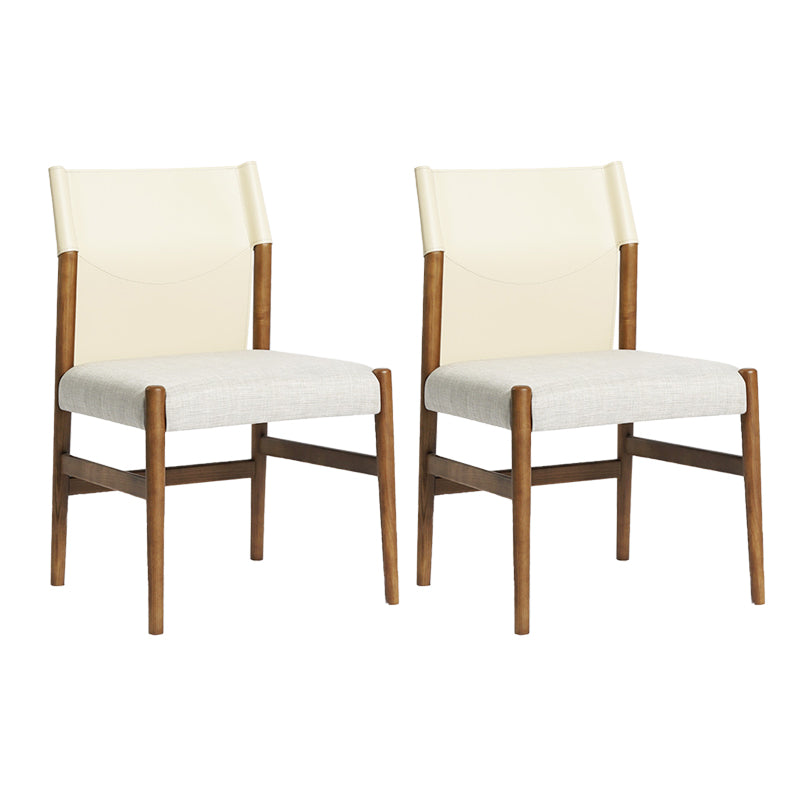 Modern Indoor Armless Dining Chairs Upholstered Linen Fabric Chair