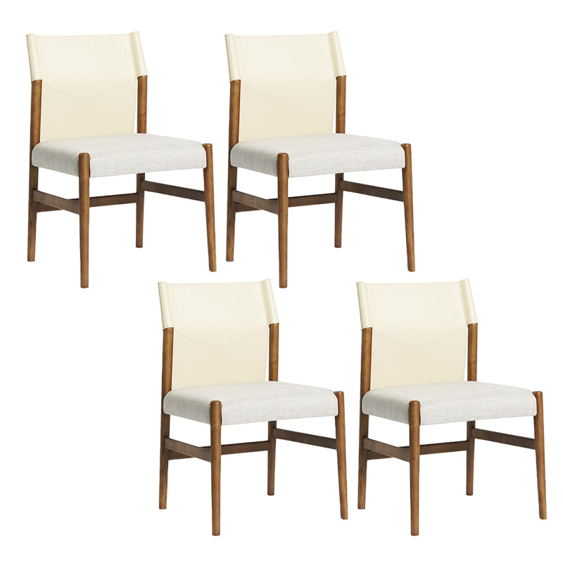 Modern Indoor Armless Dining Chairs Upholstered Linen Fabric Chair