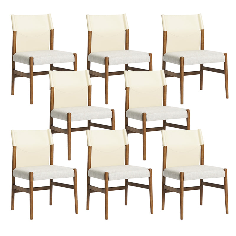 Modern Indoor Armless Dining Chairs Upholstered Linen Fabric Chair