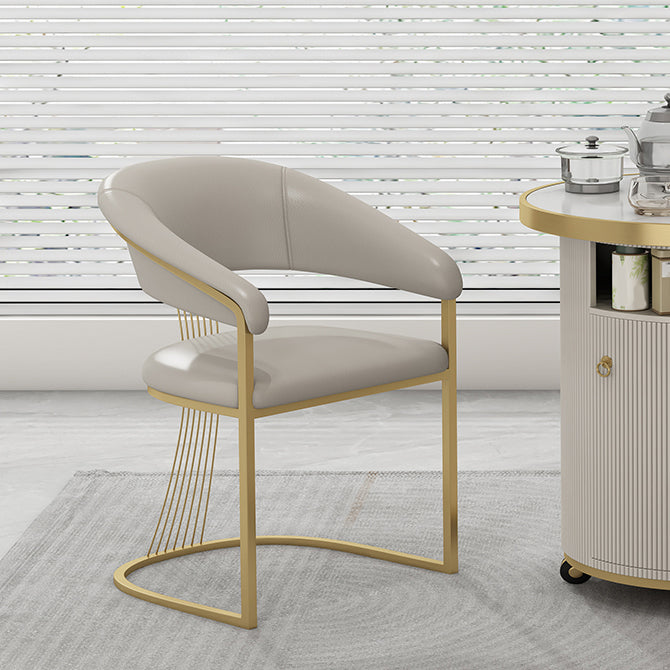 Glam Kitchen Side Chair Gold Base Open Back Dining Arm Chair