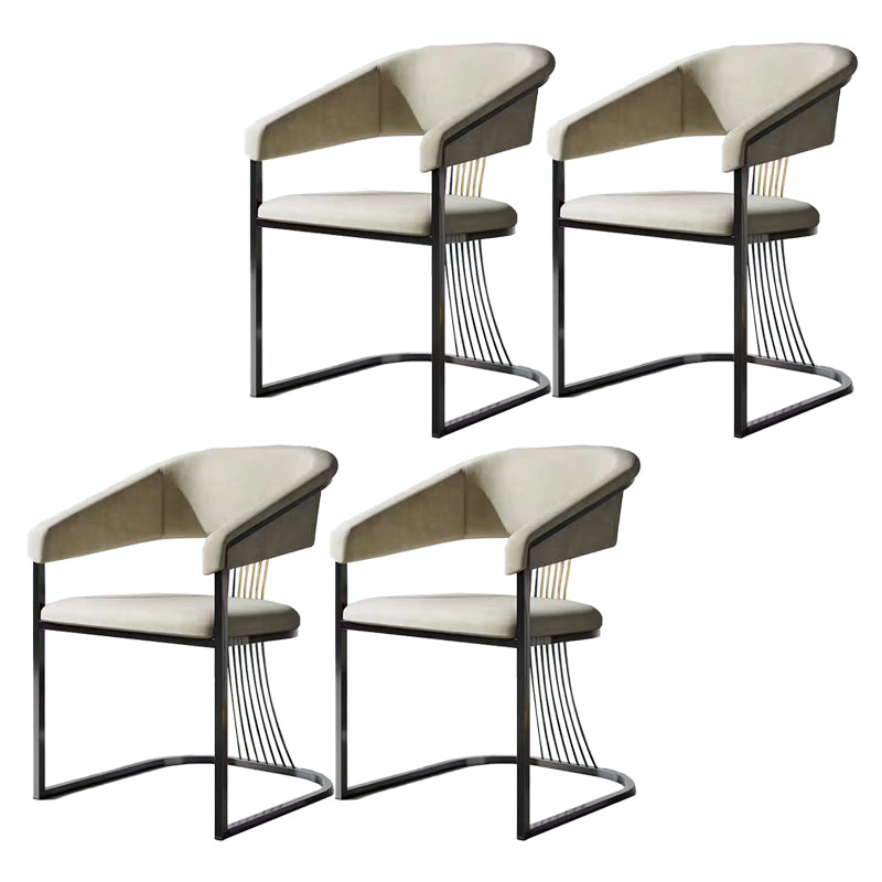 Glam Kitchen Side Chair Gold Base Open Back Dining Arm Chair