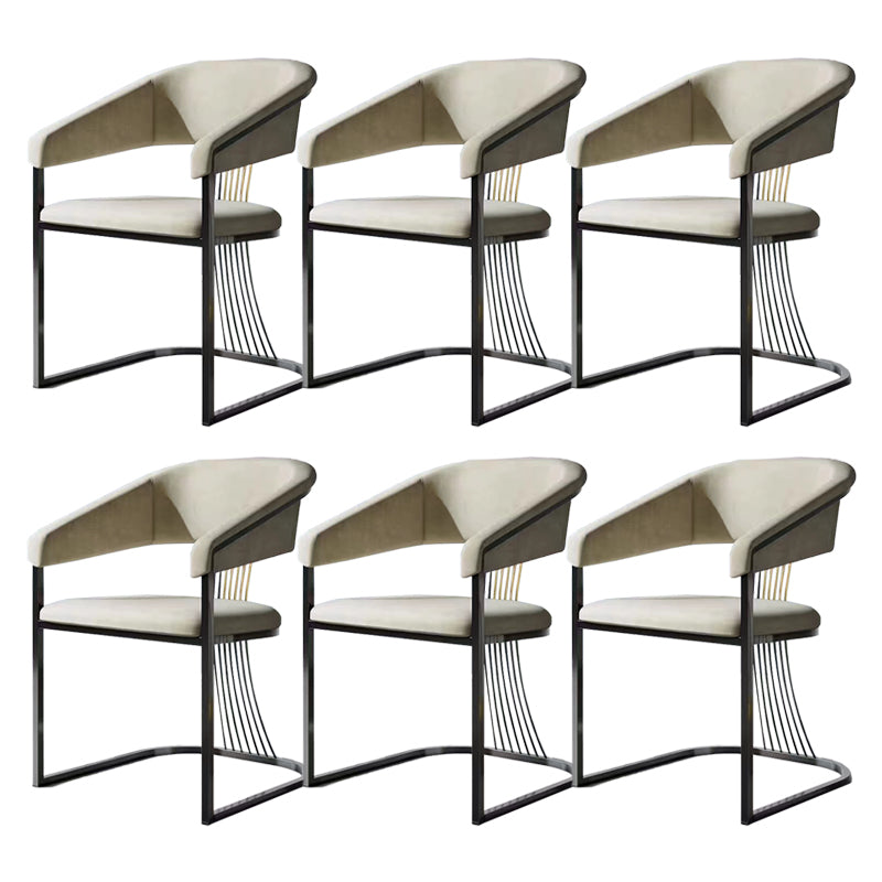 Glam Kitchen Side Chair Gold Base Open Back Dining Arm Chair