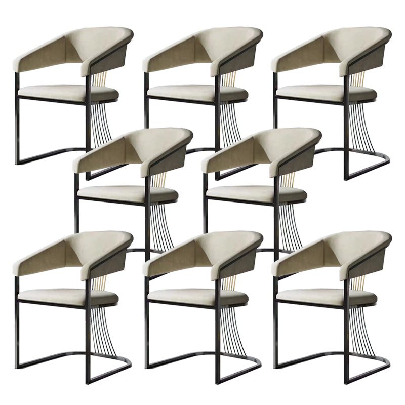 Glam Kitchen Side Chair Gold Base Open Back Dining Arm Chair