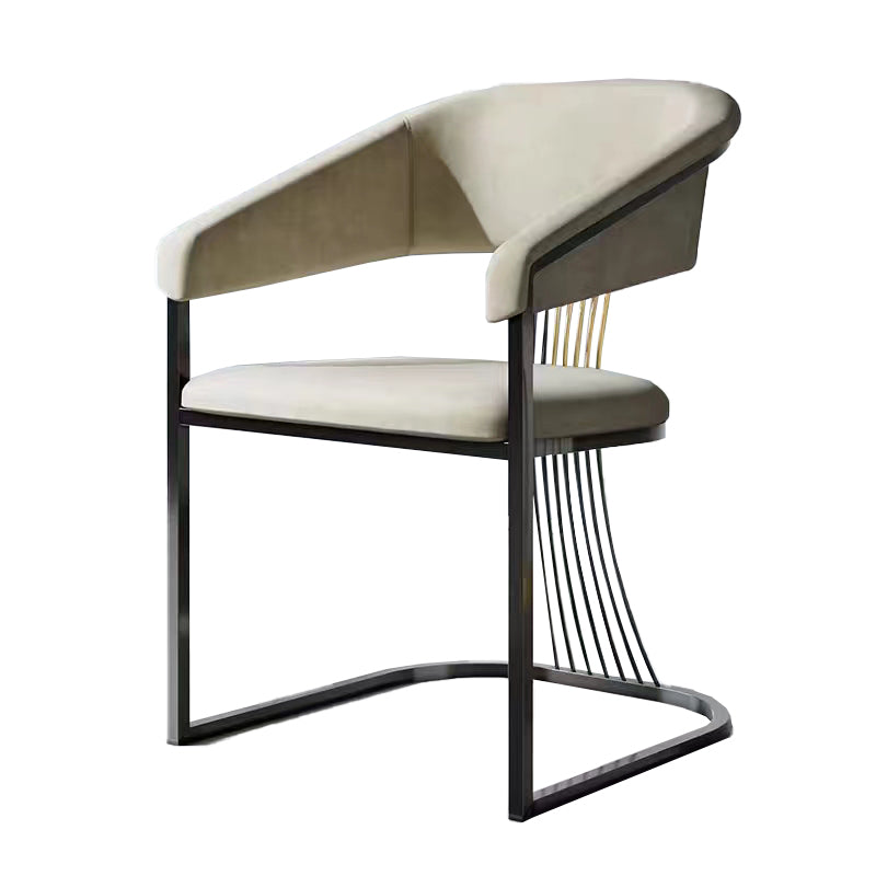 Glam Kitchen Side Chair Gold Base Open Back Dining Arm Chair