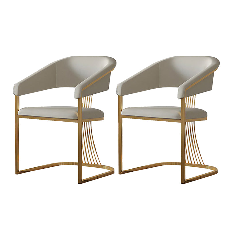 Glam Kitchen Side Chair Gold Base Open Back Dining Arm Chair