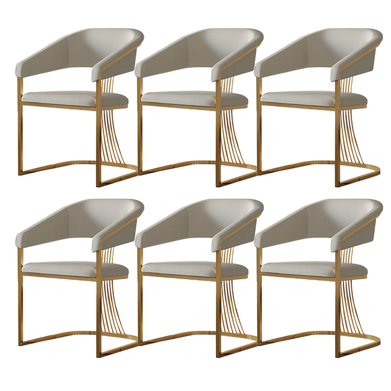 Glam Kitchen Side Chair Gold Base Open Back Dining Arm Chair