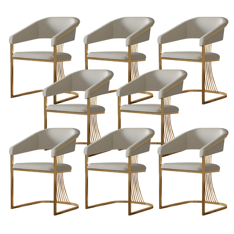 Glam Kitchen Side Chair Gold Base Open Back Dining Arm Chair