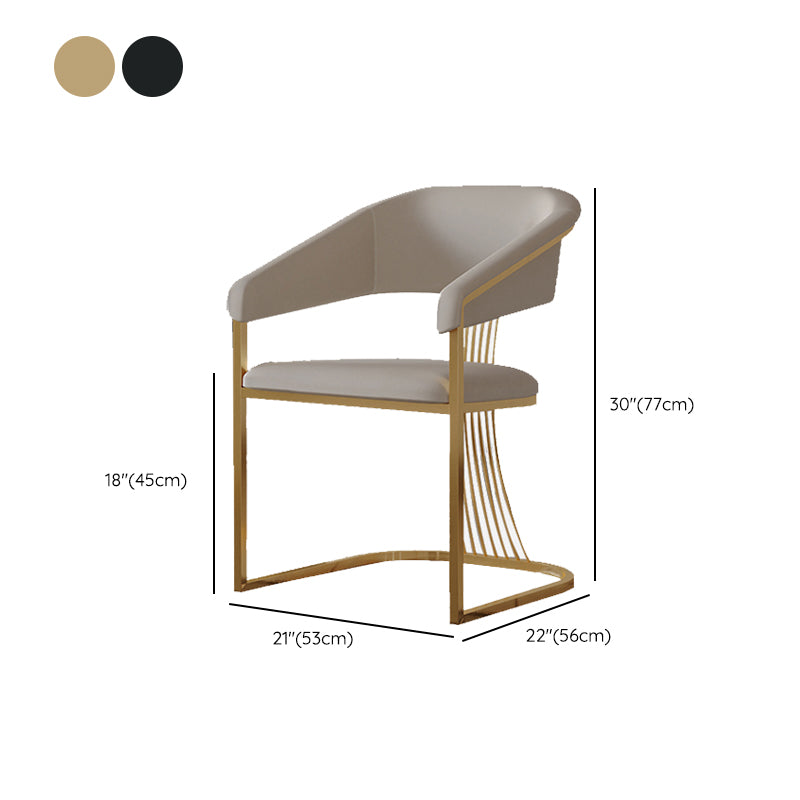 Glam Kitchen Side Chair Gold Base Open Back Dining Arm Chair