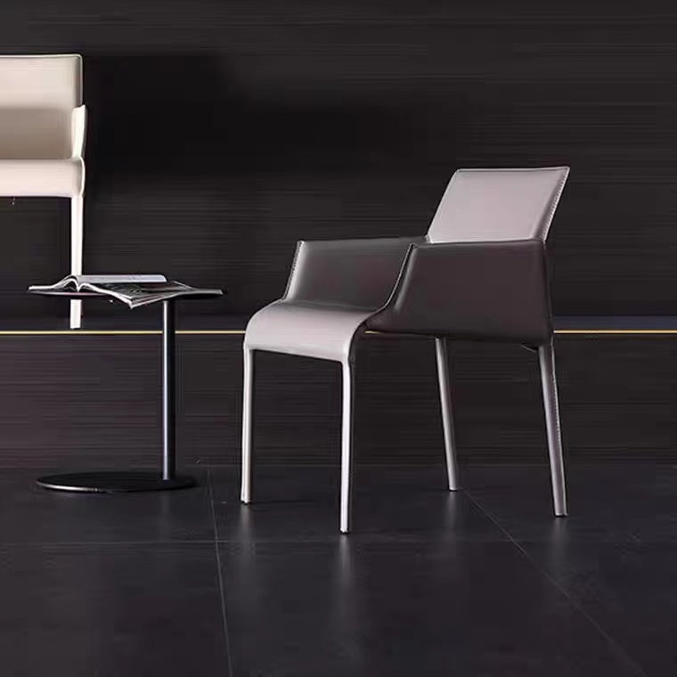Dining Room Parsons Chair Indoor Faux Leather Upholstered Arm Chair