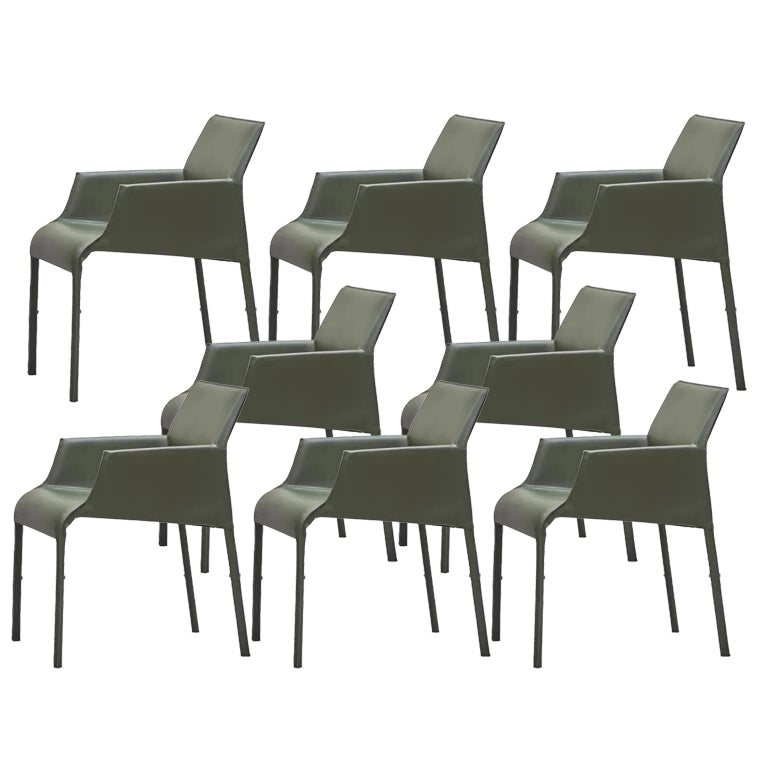 Dining Room Parsons Chair Indoor Faux Leather Upholstered Arm Chair