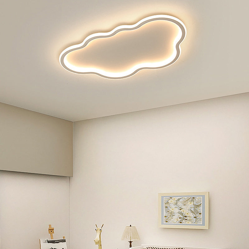 Contemporary White Single Flush Mount Lighting LED Unique Ceiling Light