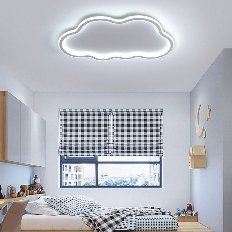 Contemporary White Single Flush Mount Lighting LED Unique Ceiling Light
