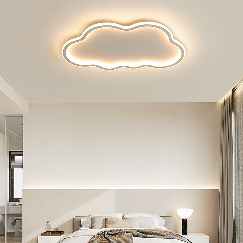 Contemporary White Single Flush Mount Lighting LED Unique Ceiling Light