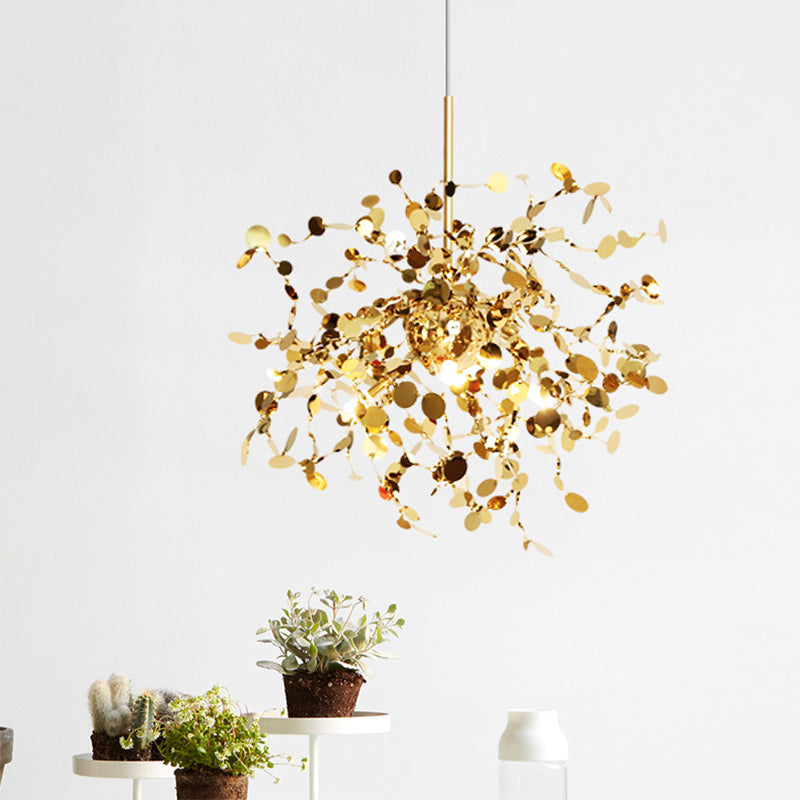Luz de colgante Starburst Modernismo Metal Led Gold Hanging Light para sala de estar