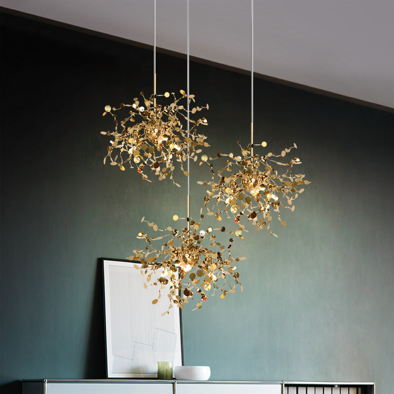 Luz de colgante Starburst Modernismo Metal Led Gold Hanging Light para sala de estar