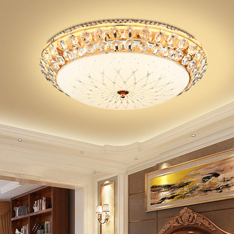 Sala de estar con cúpula de cristal de color blanco Luz de techo de simplicidad LED de cristal con acento de cristal facetado, 12 "/16" /19,5 "