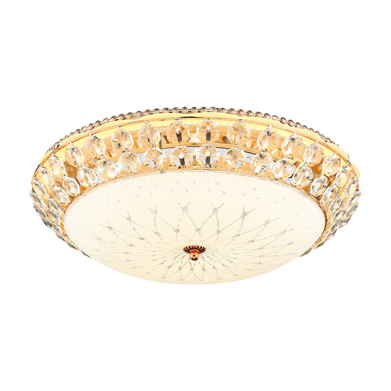 Sala de estar con cúpula de cristal de color blanco Luz de techo de simplicidad LED de cristal con acento de cristal facetado, 12 "/16" /19,5 "