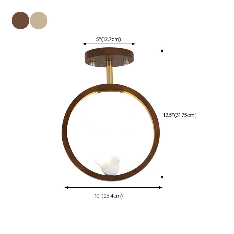 Wood Flush Mount Lighting Contemporary Globe Ceiling Light for Home