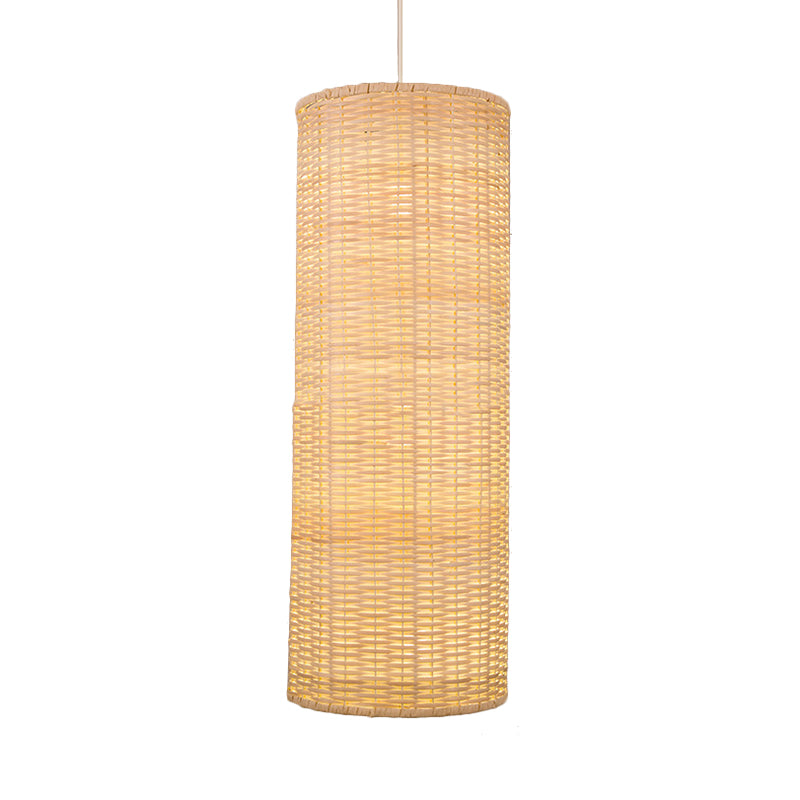 10 "/12" W Zylinder hängende hängende helle asiatische Stil Rattan 1 Leichte beige Deckenbeleuchtung für das Restaurant