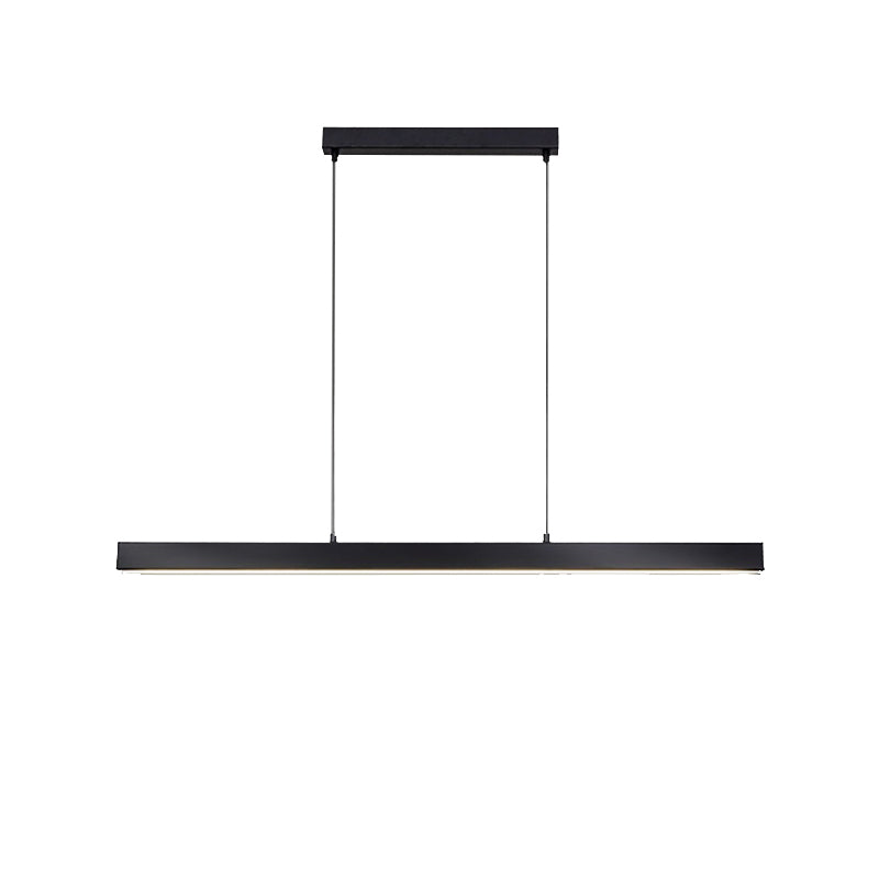 Line Shape Hanging Island Lights Modern Hanging Light Fixture in Black for Dining Room