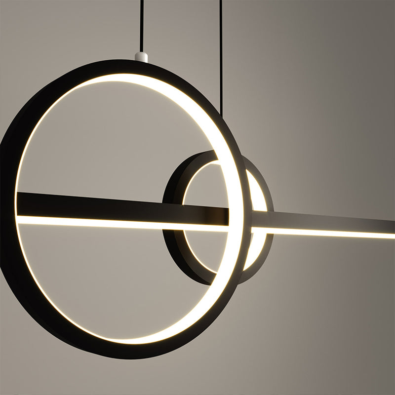 Unique Shape Hanging Island Lights Modern Chandelier Light Fixture in Black