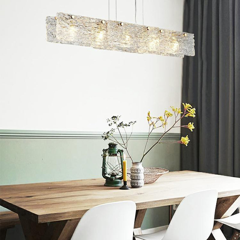 5-Light Modern Golden Kitchen Island Lighting Glass Ceiling Light for Bedroom