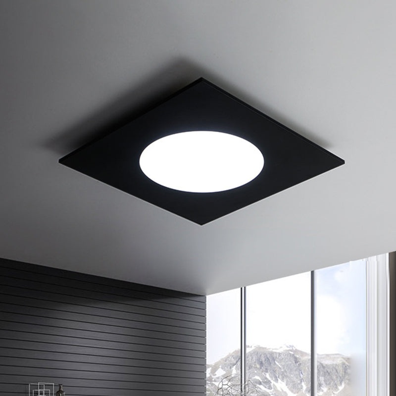 Metallic Squared Flush Mount Fixture Minimalist White/Black LED Ceiling Flush in White/Warm Light