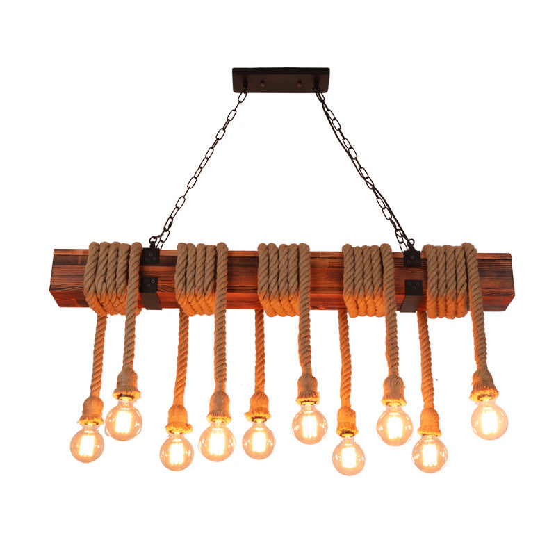 Wooden Island Light Industrial Style Island Hanging Light for Living Room