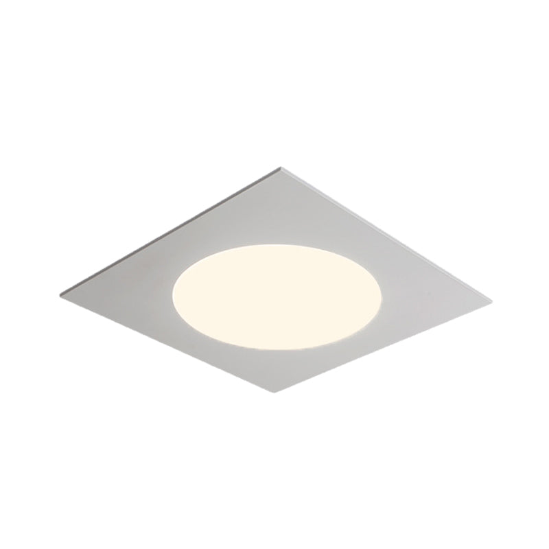 Metallic Squared Flush Mount Fixture Minimalist White/Black LED Ceiling Flush in White/Warm Light