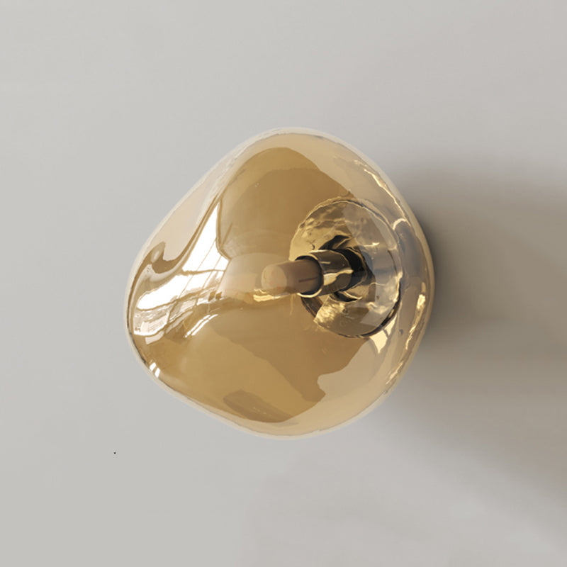 Unique 1 - Light Wall Light Fixture Modern Glass Wall Sconce in Sliver / Amber