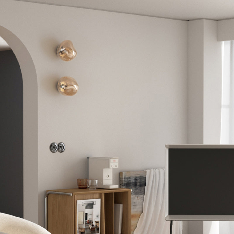 Unique 1 - Light Wall Light Fixture Modern Glass Wall Sconce in Sliver / Amber