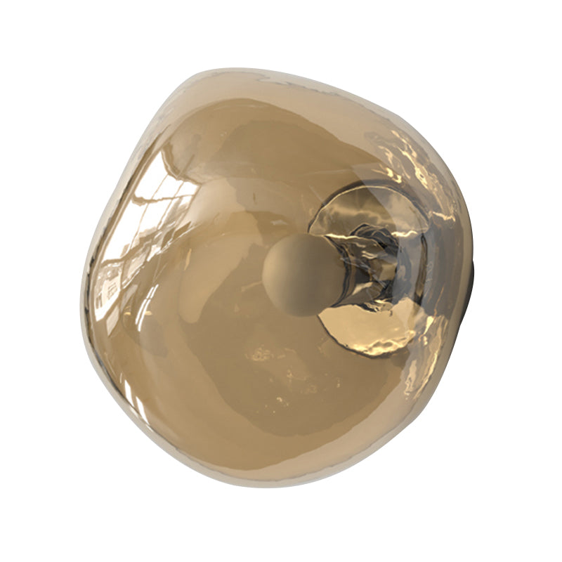 Unique 1 - Light Wall Light Fixture Modern Glass Wall Sconce in Sliver / Amber
