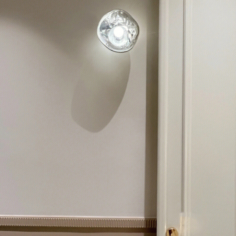 Unique 1 - Light Wall Light Fixture Modern Glass Wall Sconce in Sliver / Amber