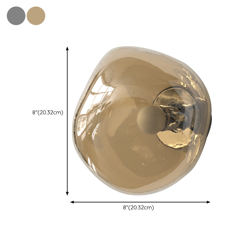 Unique 1 - Light Wall Light Fixture Modern Glass Wall Sconce in Sliver / Amber