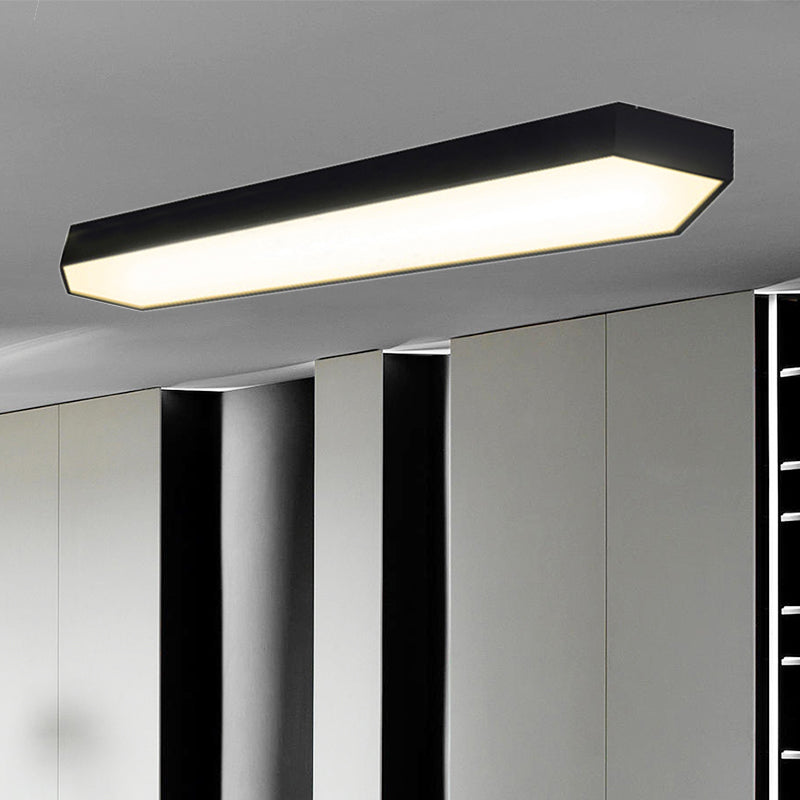 Metal Strip Flush Mount Lighting Contemporary Led White/Black/Silver Flush Lamp in White/Warm/Natural Light, 4"/8" Wide