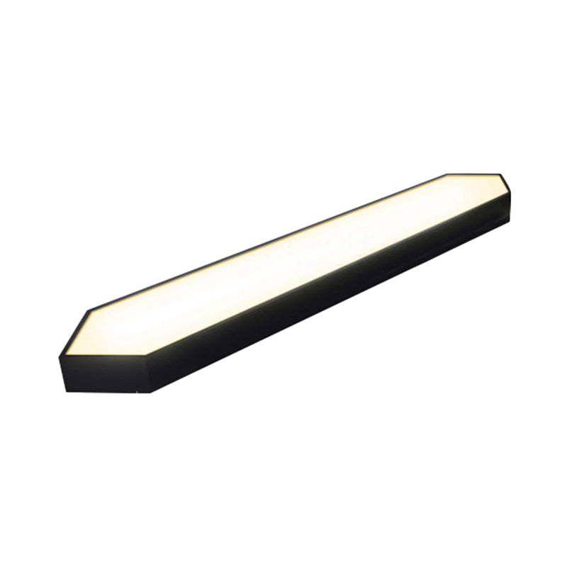 Metal Strip Flush Mount Lighting Contemporary Led White/Black/Silver Flush Lamp in White/Warm/Natural Light, 4"/8" Wide