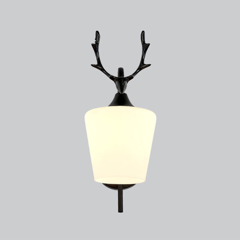 Modernist Wall Sconce Antler Wall Light Fixture with Glass for Bedroom