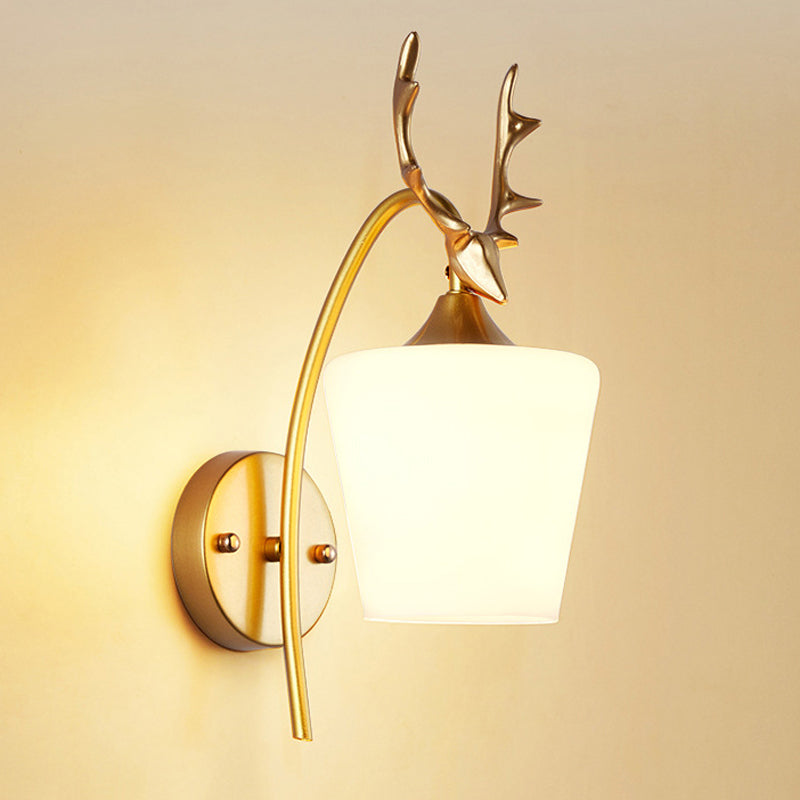 Modernist Wall Sconce Antler Wall Light Fixture with Glass for Bedroom