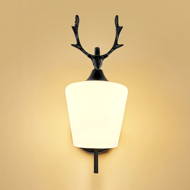 Modernist Wall Sconce Antler Wall Light Fixture with Glass for Bedroom