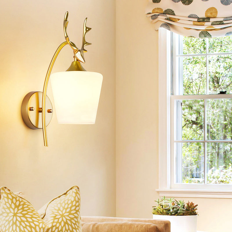 Modernist Wall Sconce Antler Wall Light Fixture with Glass for Bedroom
