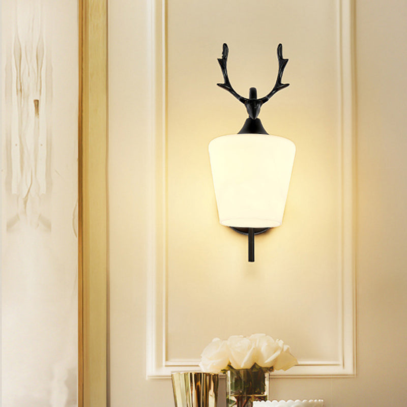 Modernist Wall Sconce Antler Wall Light Fixture with Glass for Bedroom
