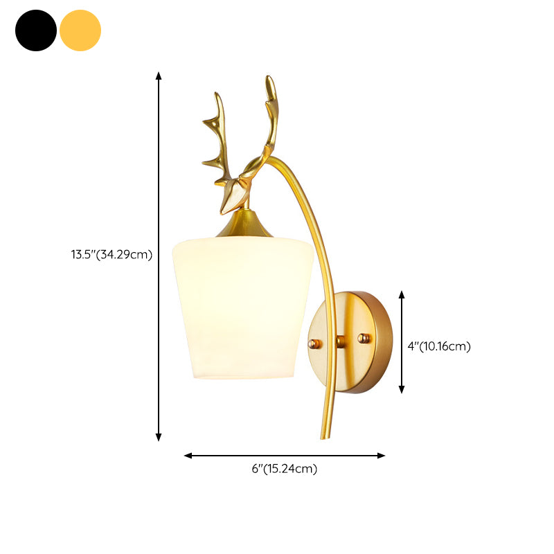 Modernist Wall Sconce Antler Wall Light Fixture with Glass for Bedroom
