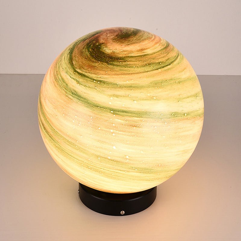 Glass Ball Shape Outdoor Lights Modern Style 1 Light Solar Pillar Lamp