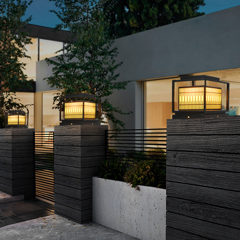 Modern LED Pillar Lighting Fixture Creative Solar Light for Yard