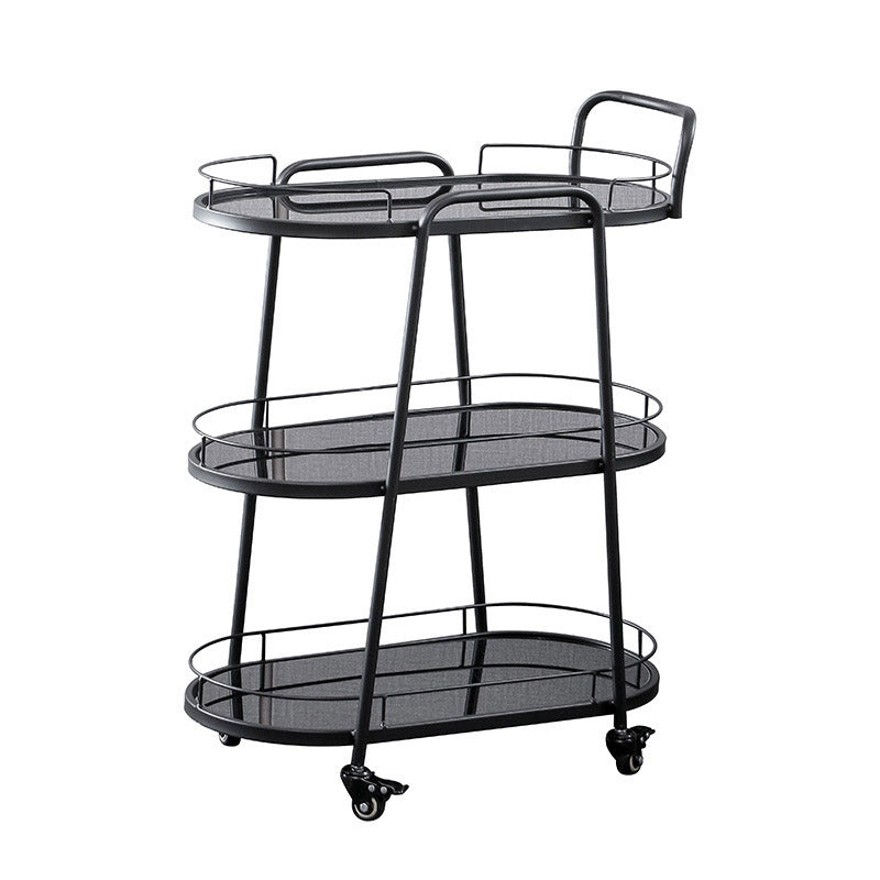 Modern Rolling Kitchen Trolley Glass Open Storage Prep Table