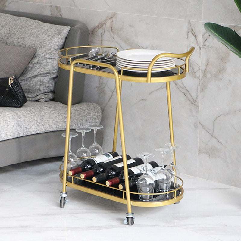 Modern Rolling Kitchen Trolley Glass Open Storage Prep Table
