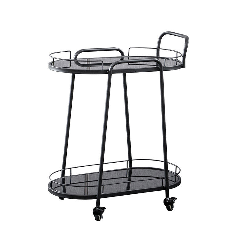 Modern Rolling Kitchen Trolley Glass Open Storage Prep Table
