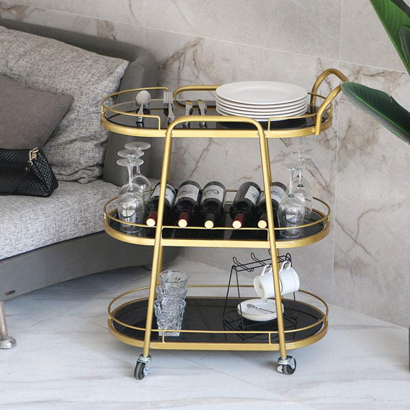 Modern Rolling Kitchen Trolley Glass Open Storage Prep Table