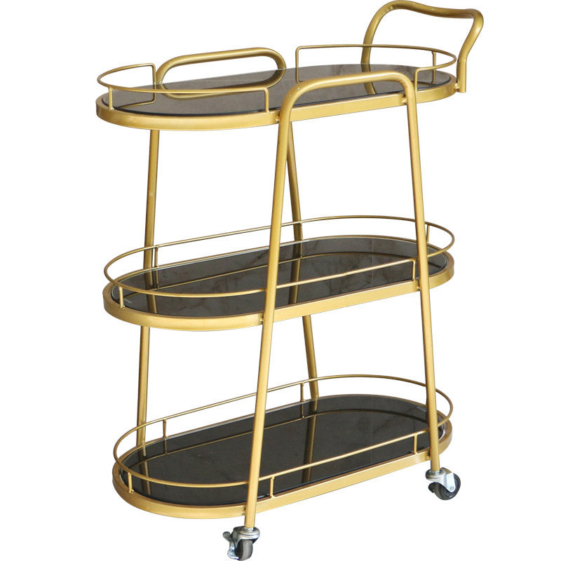 Modern Rolling Kitchen Trolley Glass Open Storage Prep Table