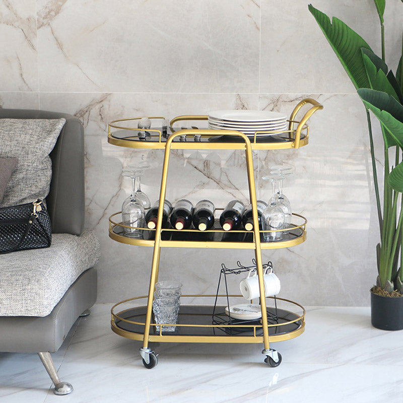Modern Rolling Kitchen Trolley Glass Open Storage Prep Table